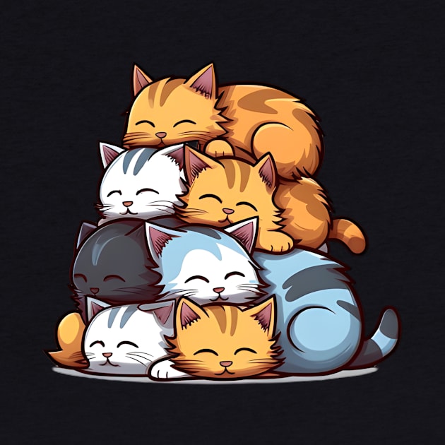 Cute Cat Nap Stack Sleeping by The Charming Corner